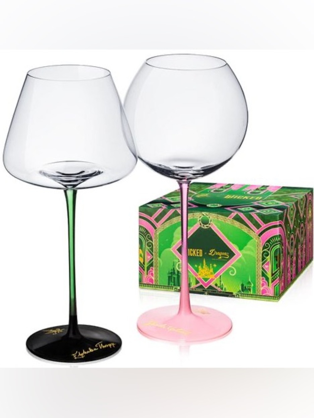 Wicked x Dragons Set of Two Colored Stem Wine Glasses